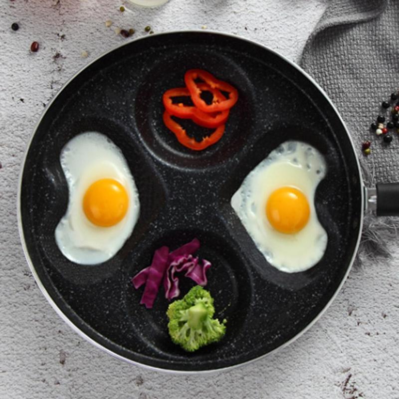 4-Hole Frying Pot Pan Thickened Omelet Pan Non-stick Pans Pan Steak Purpose Pan Cooking Cookware Dual Pancake Egg Egg Ham O1Q1