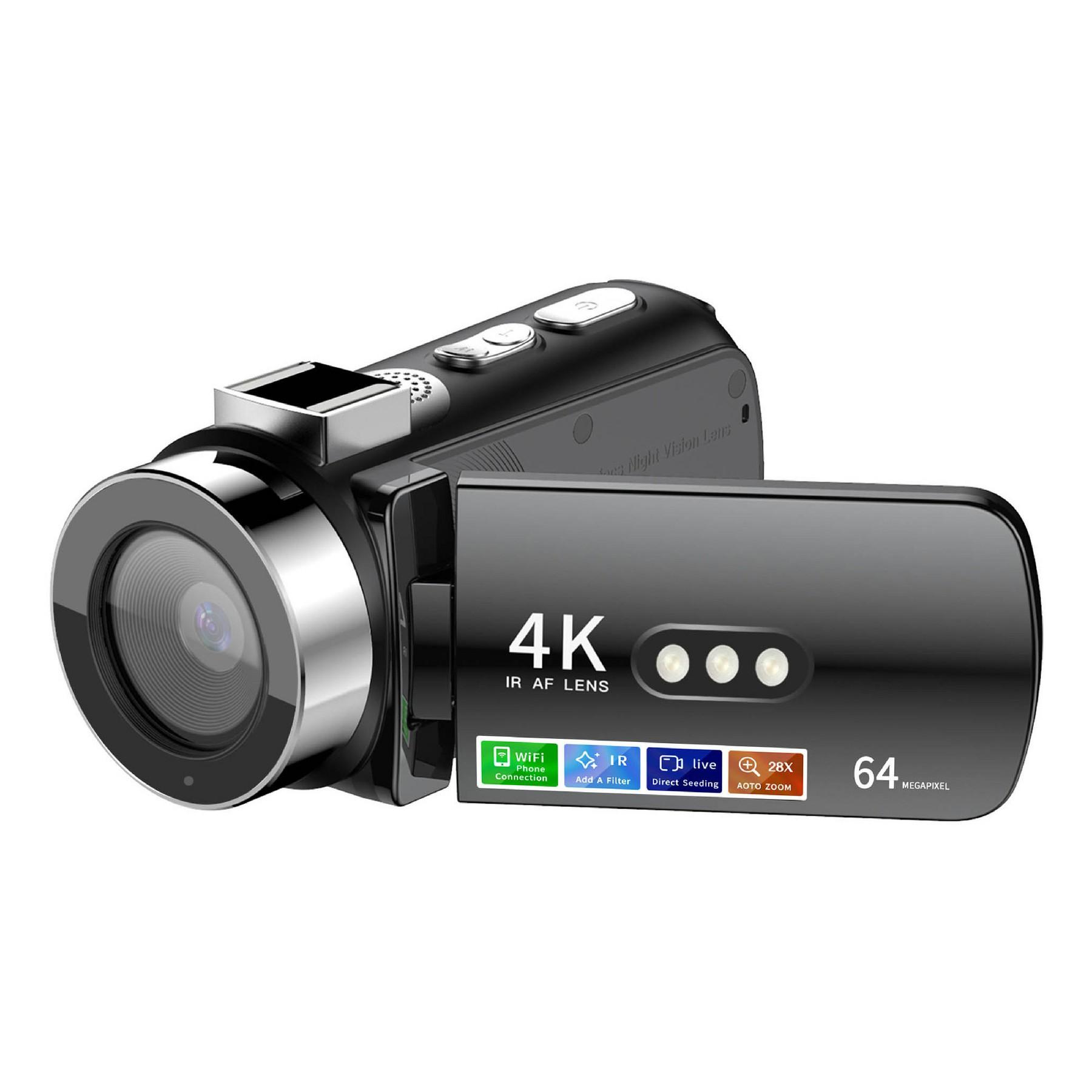 

D9 WiFi Digital Camcorder 3 Inch IPS Screen Night Vision 4K Vlog Camera with 128GB Memory Card Black