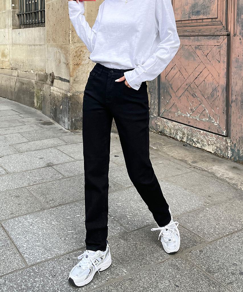 Ppaeppae Big Size Stretch Elastic Waist Straight Black Pants