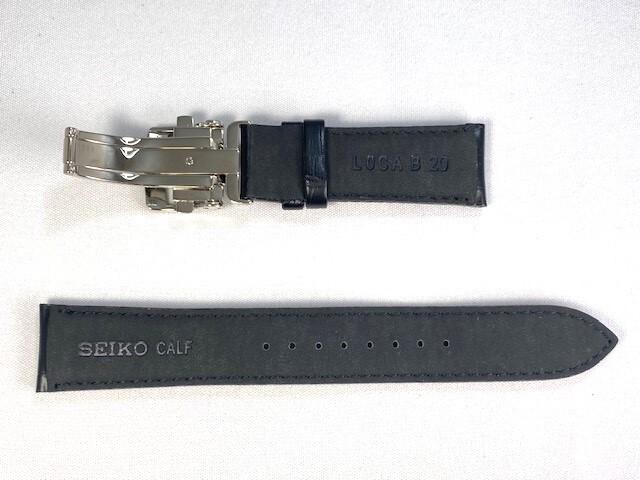 L0CA013J0 SEIKO Mechanical 20mm Leather Strap with Calfskin for via Buckle, Embossed, Black, 6R15-02V0/ SARG017 (Ships Nekoposu)