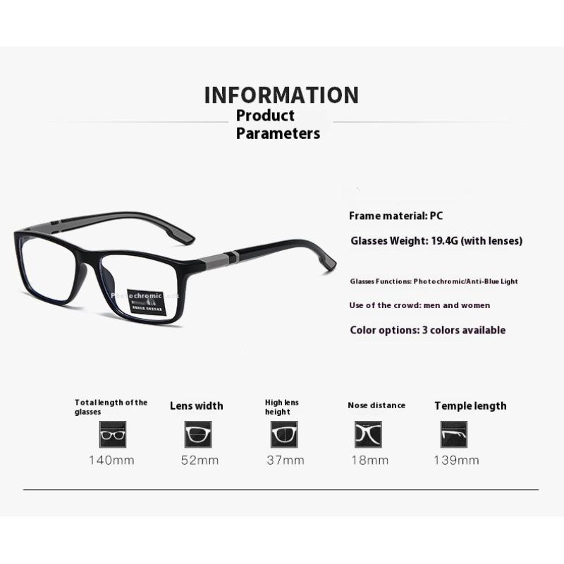 Photochromic 0~+400 Reading Glasses Square Anti Radiation Glasses for Women Men Anti Blue Light Eyeglasses