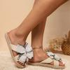 Woven Slide Sandals for Women Summer Flat Open Toe Casual Beach House Slippers