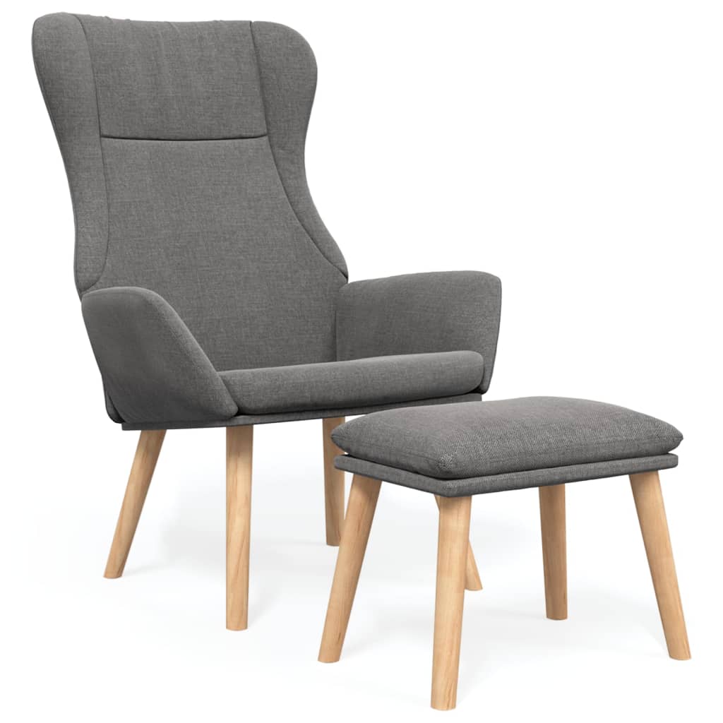 Relax Armchair with Footstool Light Grey Fabric