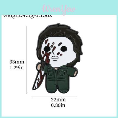 Creative Cartoon Halloween Series Brooch Scary Dark Metal Badge With Screaming Chainsaw Clown