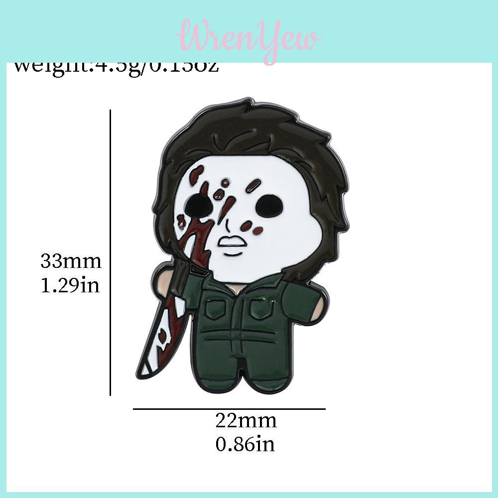 Creative Cartoon Halloween Series Brooch Scary Dark Metal Badge With Screaming Chainsaw Clown