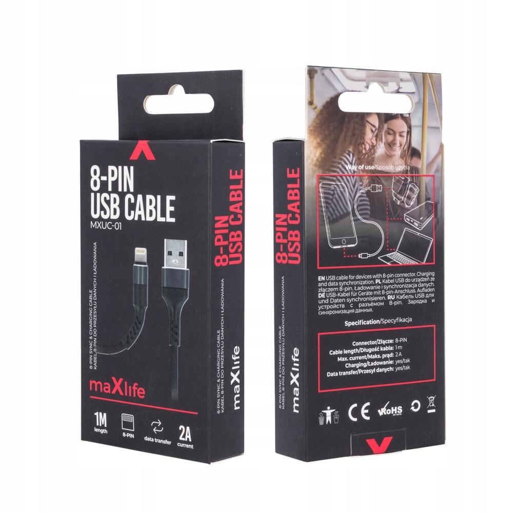 Maxlife MXUC-01 USB - Lightning cable 1.0 m 2A black nylon