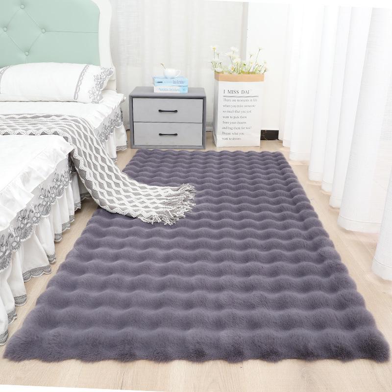 Plush Faux Rabbit Fur Bedroom Rug - Soft Tatami Full Coverage for Girls