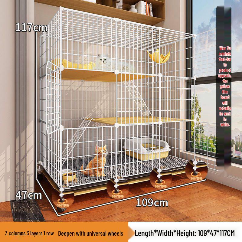 Indoor Cat Villa: Spacious Cage with Integrated Toilet and Bed