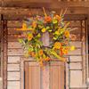Thanksgiving Decoration Ornament Wreath Maple Leaf Floral Hoop Harvest Festival Autumn Theme Window Display Decoration Garland