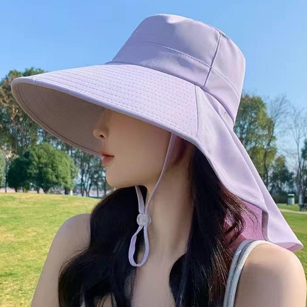 Outdoor Sun Bucket Hat For Women Girls Wide Brim Sun Hat Women Anti-Uv Protection Hiking Fisherman Cap Neck Protection Sun Visor