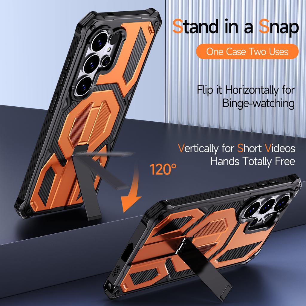 For Samsung Galaxy S26 Ultra Magnetic Case Rotating Kickstand PC + TPU Shockproof Drop-proof Phone Cover