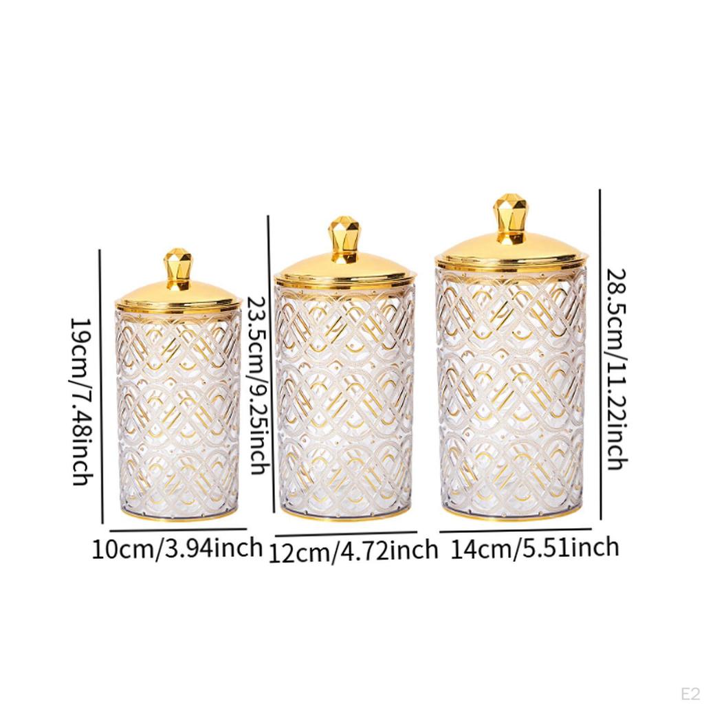 3Pcs Storage Jars with Lid Food Container Pantry Organization Elegant Airtight Kitchen Jar
