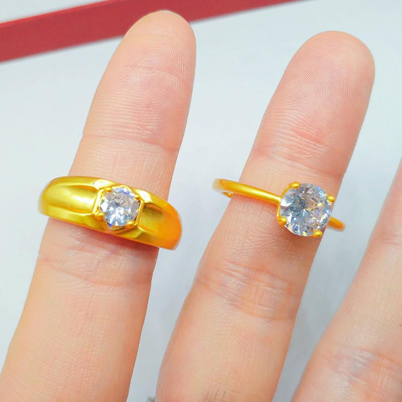 Chic Plated Gold Brass Couple Rings Featuring Stunning S For Occasions Romantic