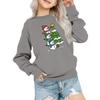 Kids' Fashion Loose-Fit Casual Long-Sleeve Christmas Print Oversized Crewneck Sweatshirt