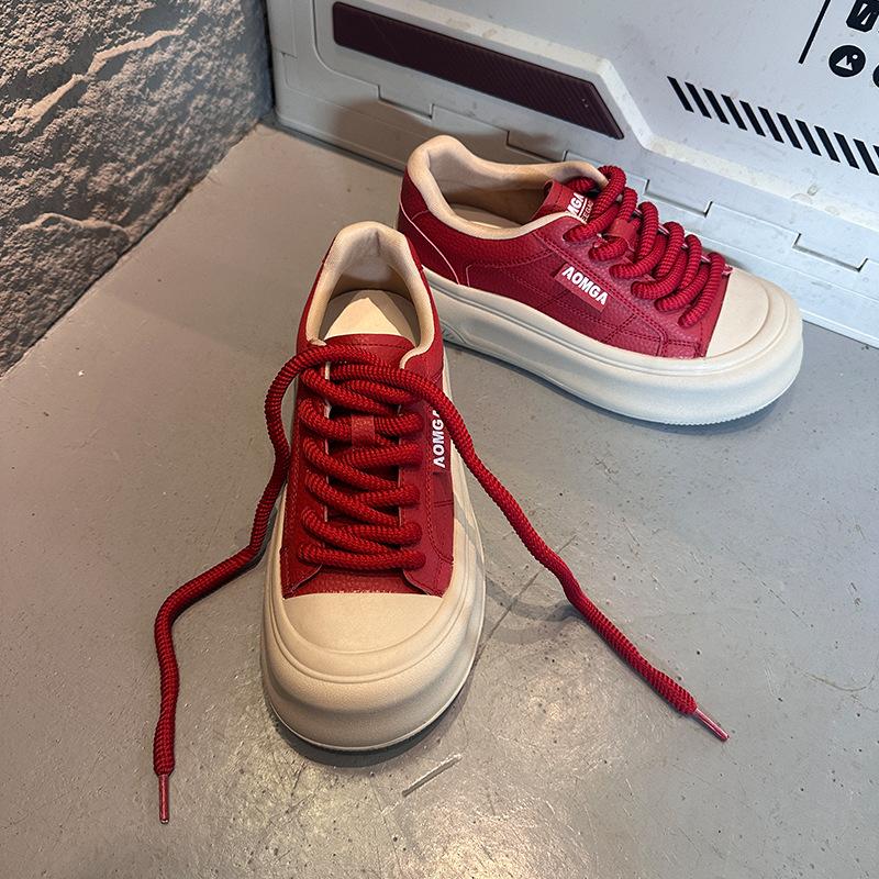 Platform white shoes women's spring new versatile casual sports shoes bread shoes heightening design board shoes tide