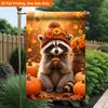2D Flat, 2D Flat Printing Garden Flag 1pc, Autumn Leaves Pumpkin Scene Durable Single-Sided Print Yard Flag, Garden & Home Holiday Decoration, 29.97x4