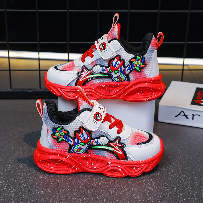 Chlapecké nové kreslené tenisky s hrdiny Dětské Dětské LED Svítící Síťované Sportovní Boty Dětské Ležérní Svítící Boty Velikost 22-33