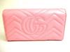 Authentic GUCCI Marmont G Pink Leather Continental Wallet Flap Long Wallet #9913  Refurbished