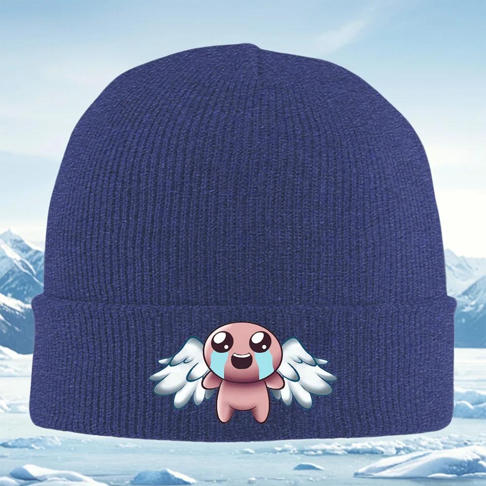Cute Smiling Character With Angel Wings Unisex Women Unisex Knitted Hat Beanie Pullover Cap Winter Thermal Warm Christmas Outdoor C