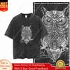 Dh Owl Printed 100 Cotton Acid Washed Exclusive Graphic Unisex T Shirt Cool Vintage Streetwear Men Tshirts Big Size Tee For Men