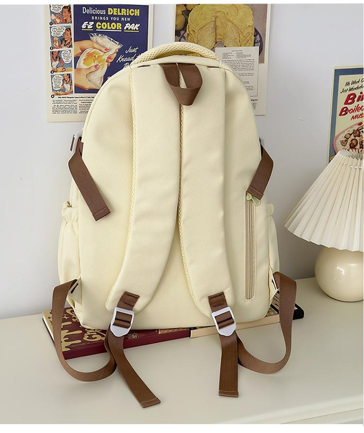 Junior High School Student Schoolbag Female Letter Backpack Commuter Solid Color Backpack