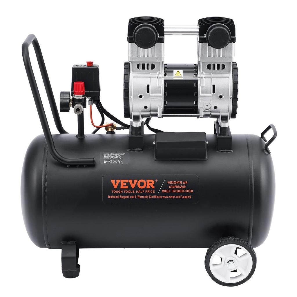 VEVOR Air Compressor, 15 Gallon Steel Tank, 2HP 5.3 CFM@90 PSI Oil Free Air Compressor & Max. 125PSI Pressure