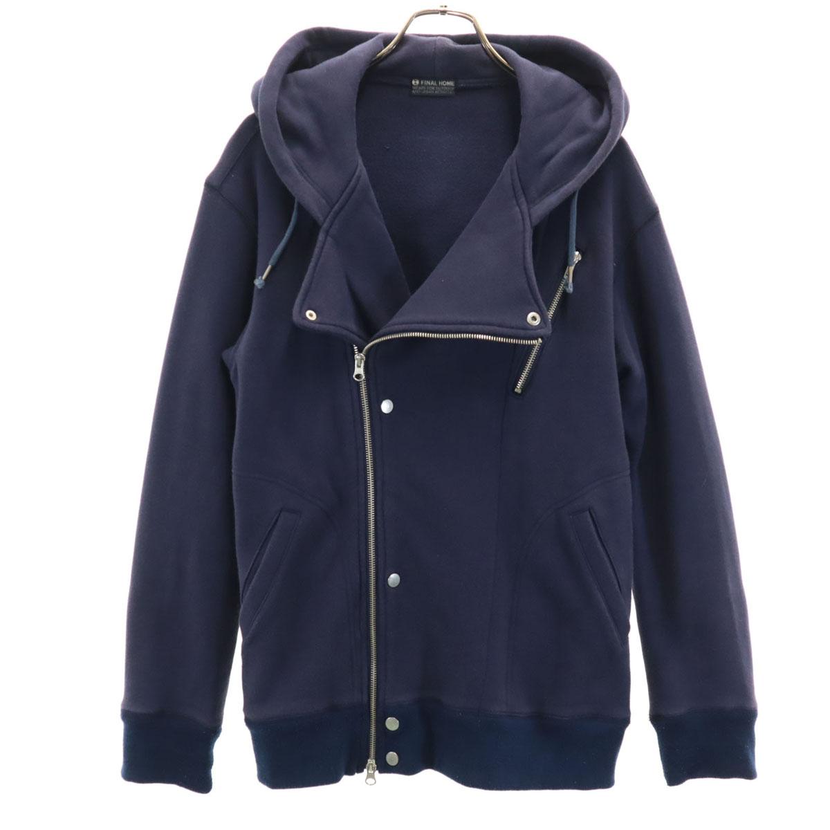 

FINAL HOME Свитшот с длинным рукавом, толстовка с капюшоном на молнии, двойная косуха, M, темно-синий, мужской, б/у