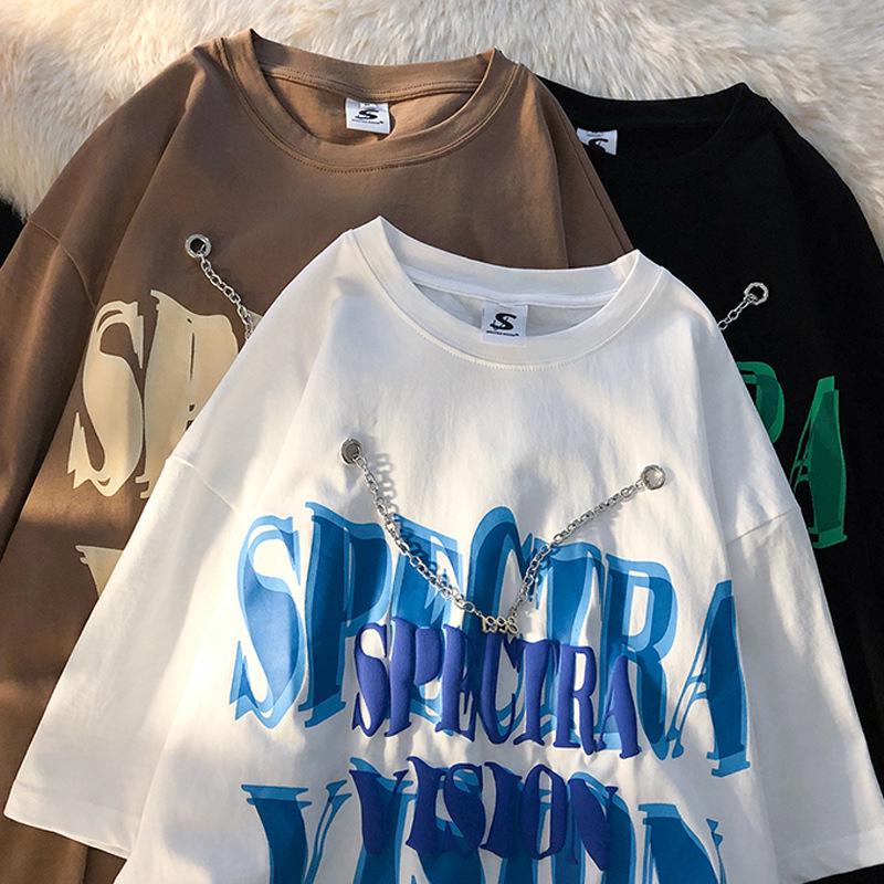 

Unisex Oversized Chain Letter T-Shirt - Trendy Summer Fashion Medium белый