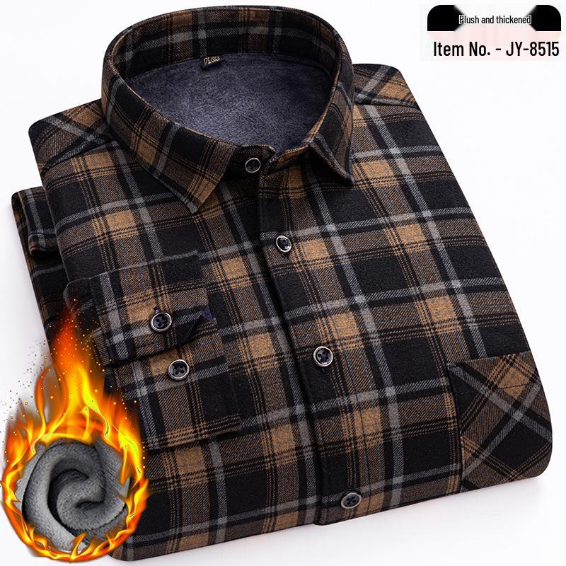 Men's Winter Warm Double-Sided Velvet Long-Sleeve Shirt