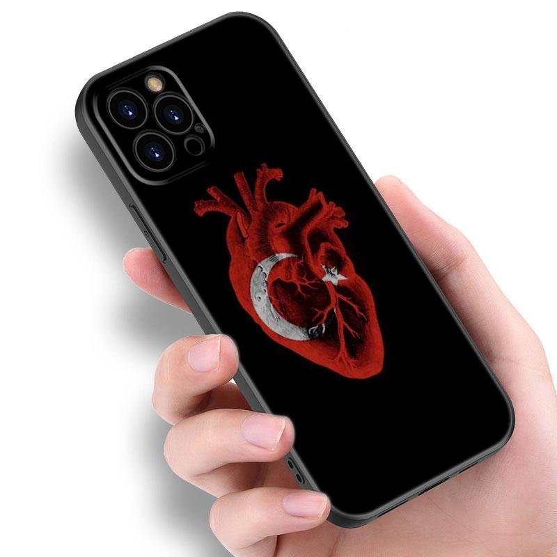 თურქეთის დროშის შავი სილიკონის ტელეფონის ქეისი Apple iPhone 12 13 Mini 11 14 15 Pro Max 7 8 Plus X XR XS SE 2020 2022-ისთვის