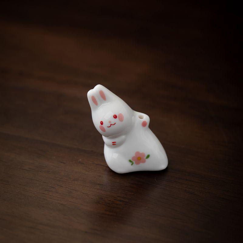 Cute Ceramic Rabbit & Flower Incense Holder Stand