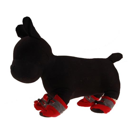 4Pcs Winter Dog Puppy Anti-Slip Sole Adjustable Boots with Shoes Warm Waterproof Fleece Lined Dog