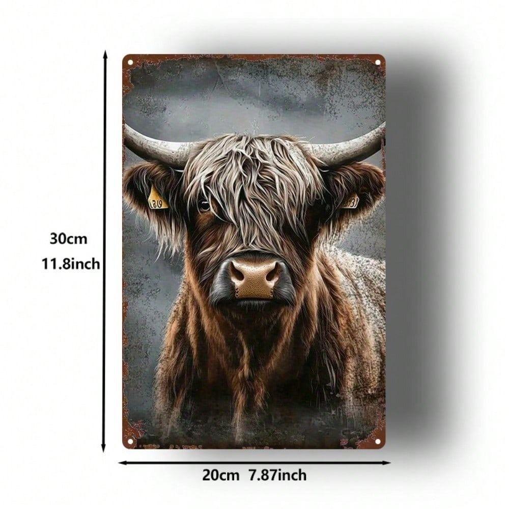 Vintage Highland Cow Metal Wall Art Decor