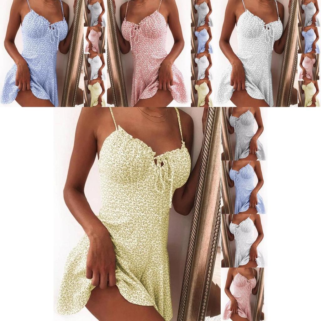 Stylish Women's Floral Printed Sleeveless Mini Dress Perfect For Summer Beach Days