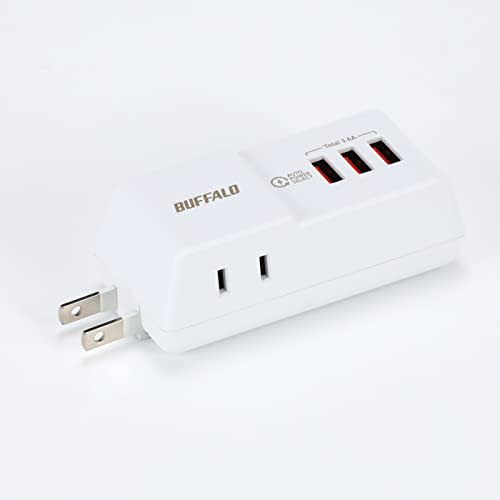 Buffalo Power Tap with USB Port (USB x3 Outlet x2) Direct Plug [Compatible with iPhone 16 / 16 Pro] BMPA36TP3WH/N White