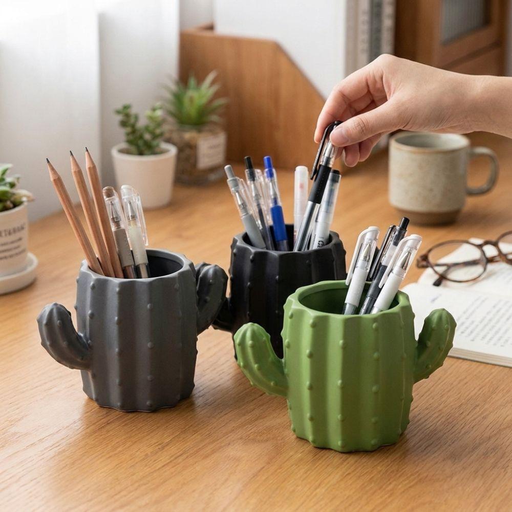 3D Printed Cactus Pen Holder Ins Style Makeup Brush Organizer Desktop Storage Pot  School Decor