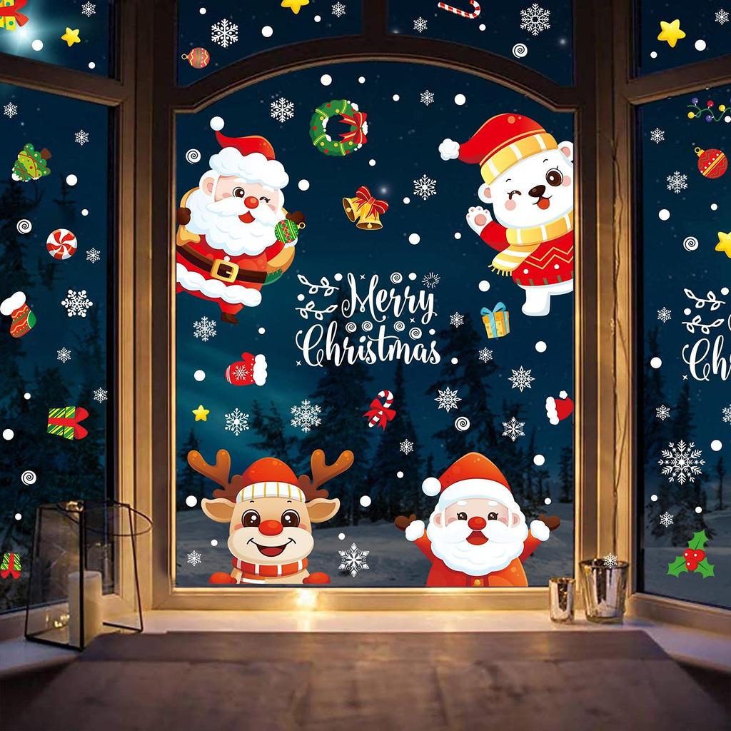 3D Snowflake Window Stickers 4/8/9 Sheets Christmas Window Stickers Reusable PVC White Snowflakes Christmas Room Decoration