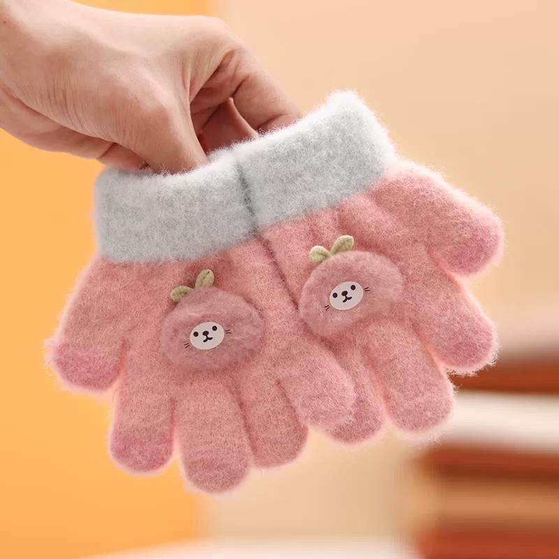 Baby Gloves for Winter, Cute and Warm for Toddlers, Boys and Girls, Five-Fingered Plush Gloves for Babies