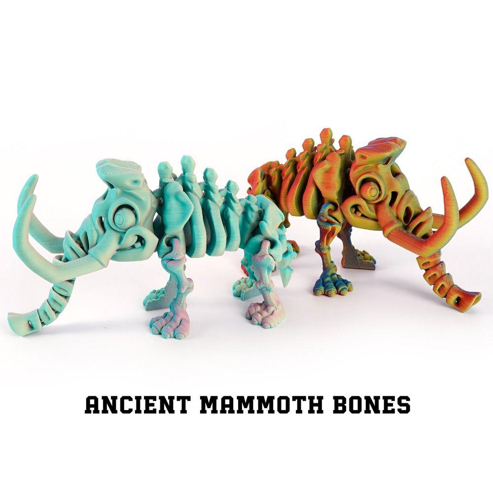 10 Colors 3D Printed Mammoth Model PLA Plastic Animal Simulation Model Children's Toy
