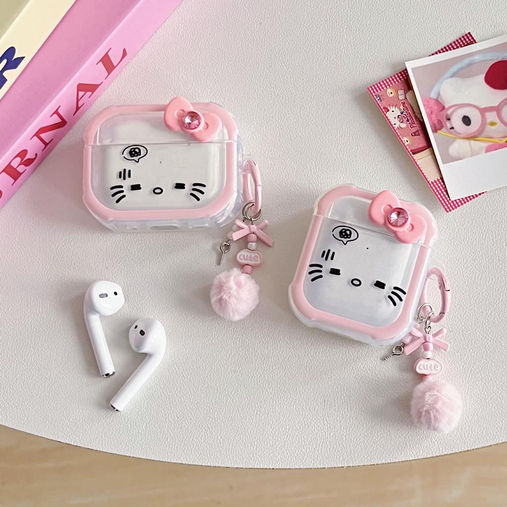 Ins Cute KT Cat Suitable for Airpodspro1 Protective Case, Four Corners Anti-drop Apple Bluetooth Headset Case 1/1st Generation