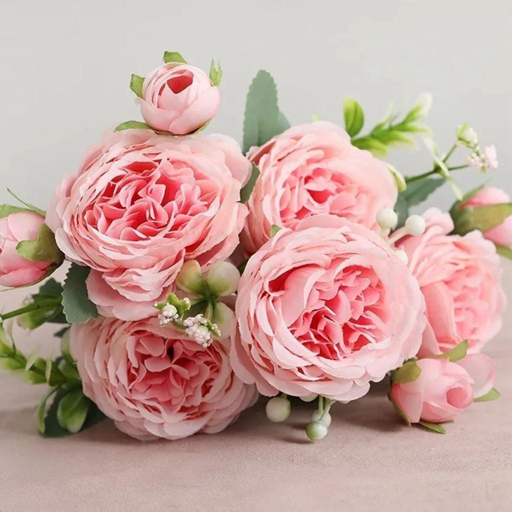 2 Bunches Artificial Peonies Romantic Vivid 6cm Diameter Attractive Decorative Light Weight Faux