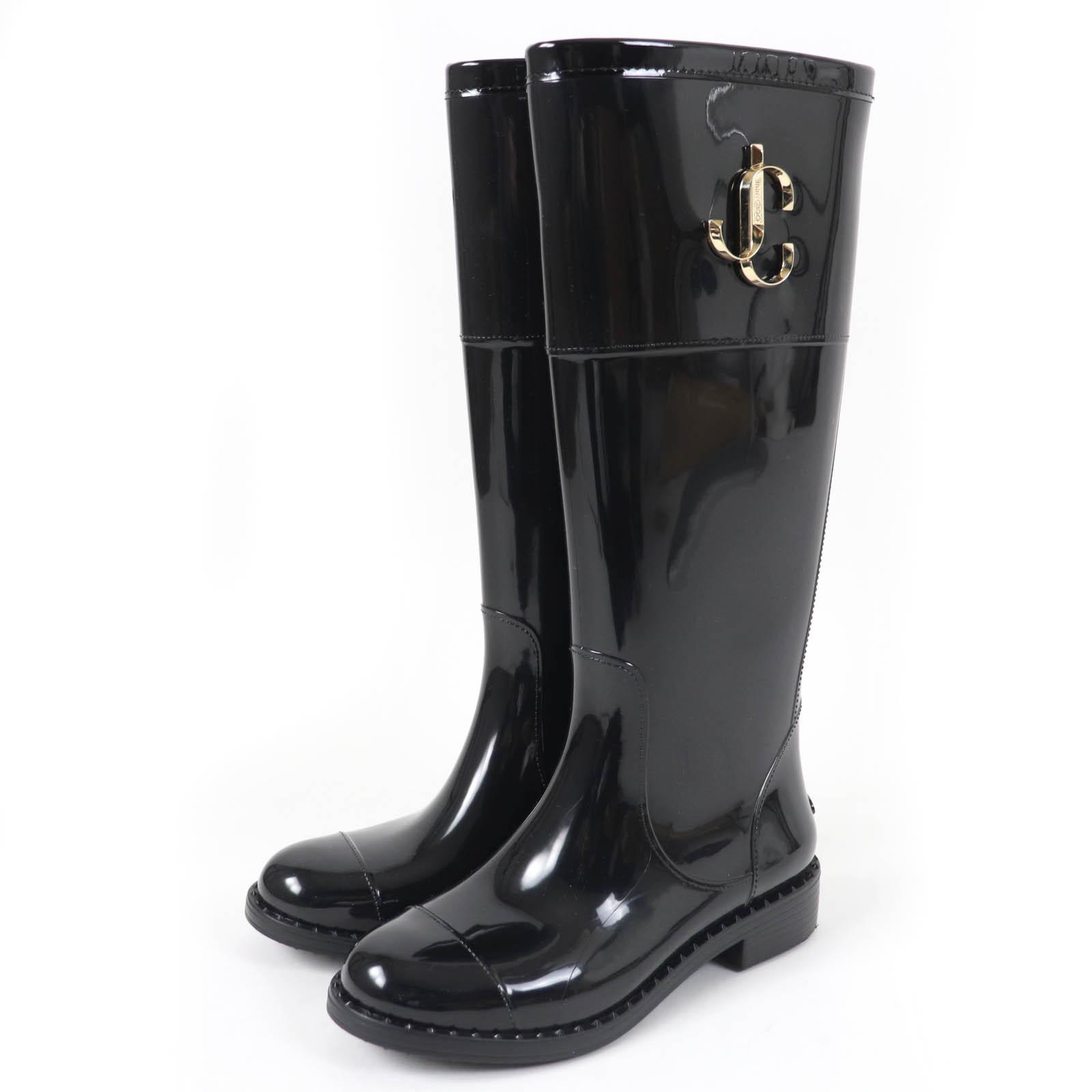 

Great JIMMY CHOO Knee-high boots JC Logo Metal Rubber Boots Rain Boots black rubber Women 35 Used