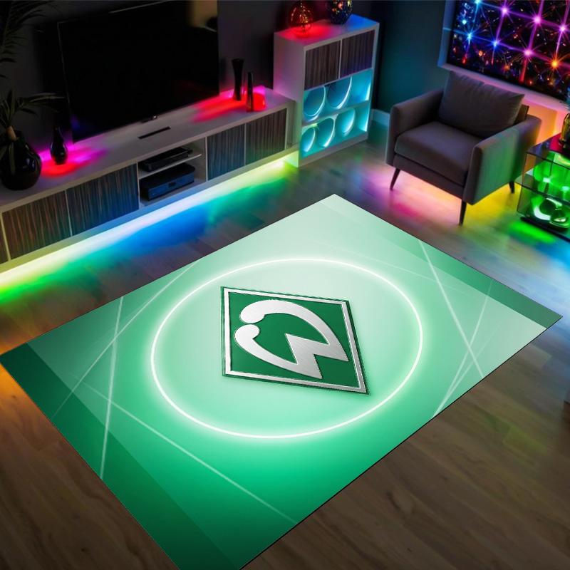 Werder Bremen Fußball Design Kristall Samt Teppich Gemütlich Nicht?Rutschfester Teppich mit Aufdruck für Schlafzimmer Wohnzimmer Eingang