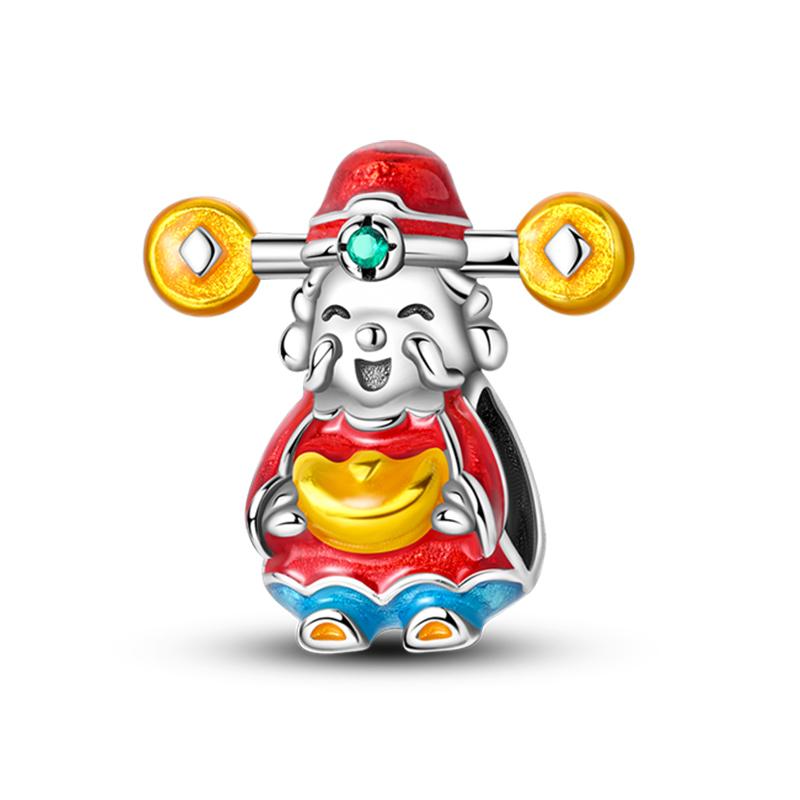 Nouveaux Charms Chat Porte-Bonheur Dieu de la Richesse en Argent 925 pour Bracelet Pandora Bijoux DIY Cadeau du Nouvel An Heureux
