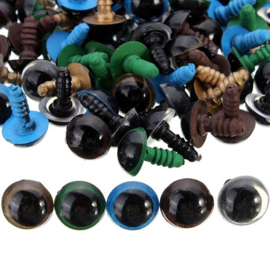 100 vnt. 12 mm plastikinės saugos akys „pasidaryk pats“ lėlėms, lėlių lėlių amatai, pliušiniai gyvūnai žaislai