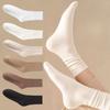 5 Pairs Of Women's Socks Mid Tube Stacked Socks Solid Color Flat Bottom Casual Socks Black And White Spring And Autumn Socks