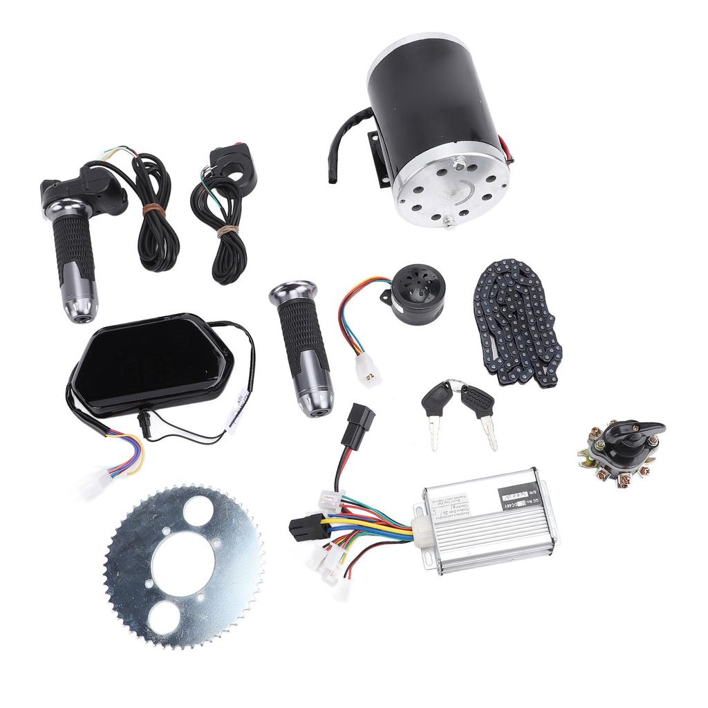 48V 1000W Electric Brushed Motor Kit Direct Current DIY Brushed Motor Controller Display with Sprocket Chain Throttle