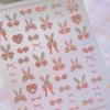 Shiny Red Bowknot Bow Tie Silk Ribbon Butterfly 5D Nail Art Sticker Pearl Rhinestones Self Adhesive Decoration Manicure Decal