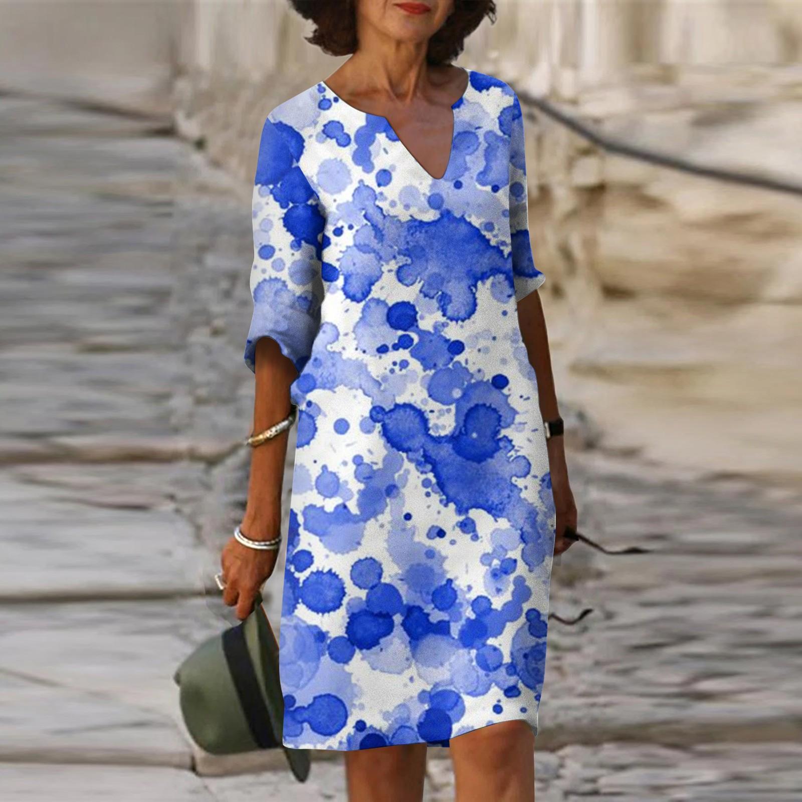 Women s Dress Casual Print Beach Skirt Sundress XL
