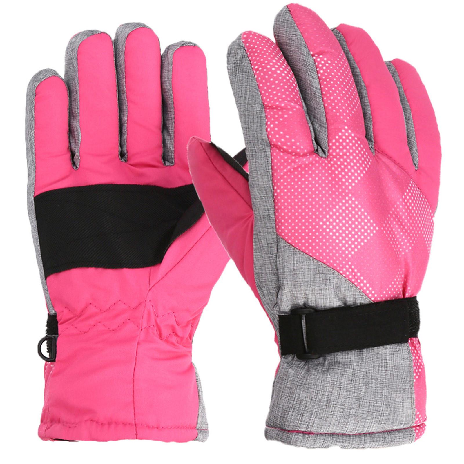 

Модернизированные детские лыжные перчатки для улицы, велосипедные перчатки, зимние теплые перчатки для альпинизма, водонепроницаемые One Size розовый